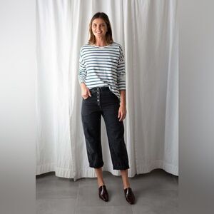 DEMYLEE Gretel Top in White/ Indigo Size Medium